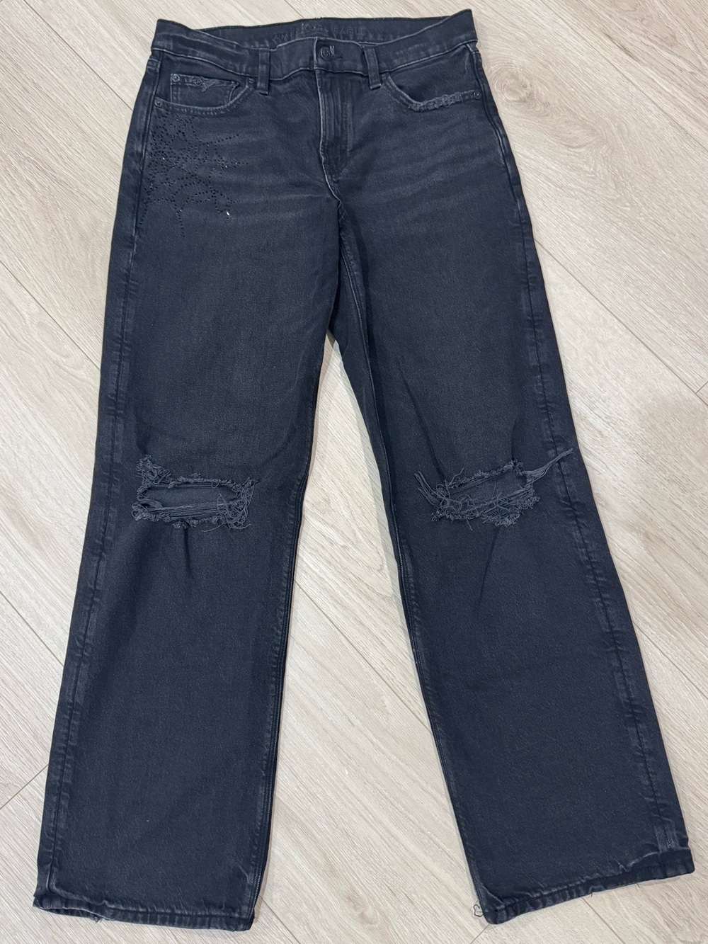 American Eagle Outfitters Black Stovepipe Straight-Leg Jeans
